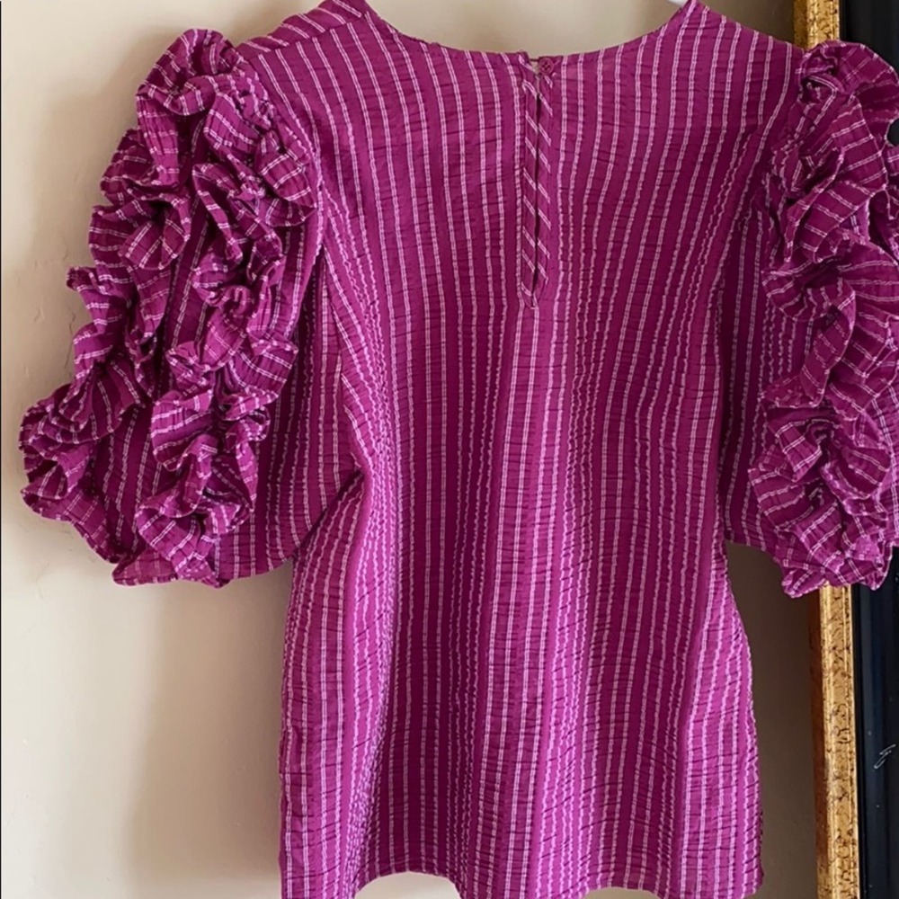 HappyxNature ruffle puff sleeve striped blouse - Picture 7 of 8